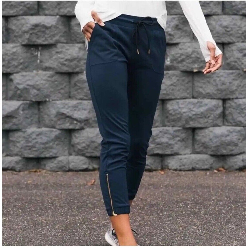 ZYIA Active Peak Joggers Ankle Zipper Navy Blue Women’s Size L Pull On Pants